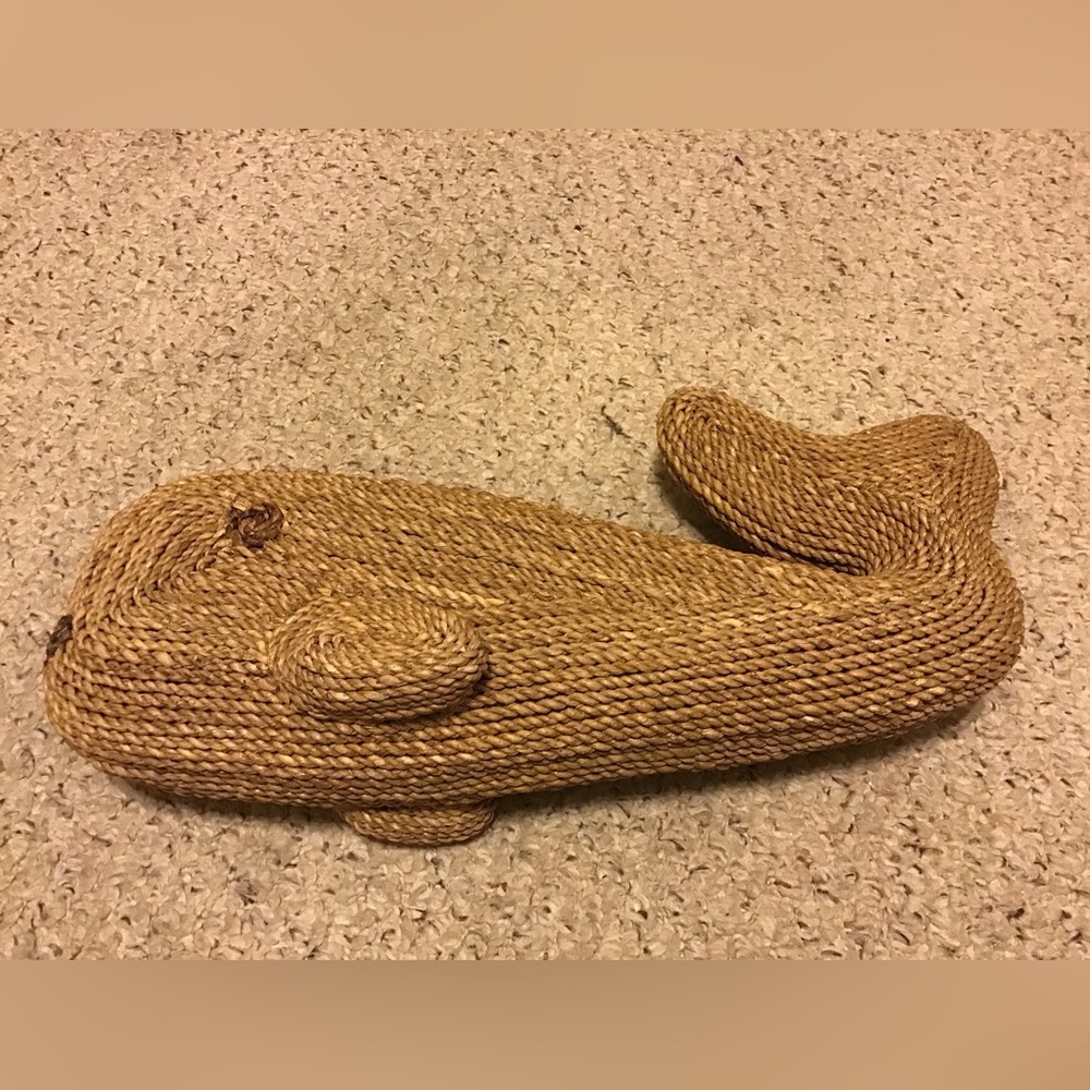 RATTAN BASKET WHALE DECOR PIECE EUC LARGER PIECE